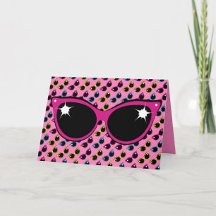 Retro Cat Sonnenbrille Muster mit Rosa Karte