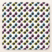 Retro Cat Sonnenbrille Muster Rechteckiger Pappuntersetzer (Vorderseite)