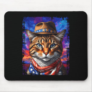 Retro Cat Usa American Flag Kitten Kitty Lover 4. Mousepad