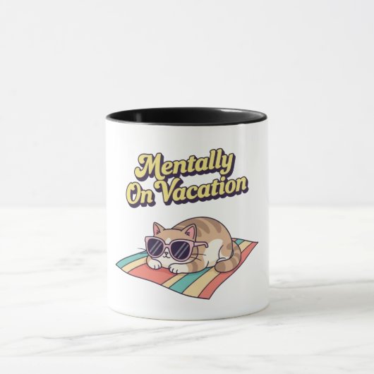 Retro Cat Vacation Brain Color Inside Mug Tasse (Zentrum)