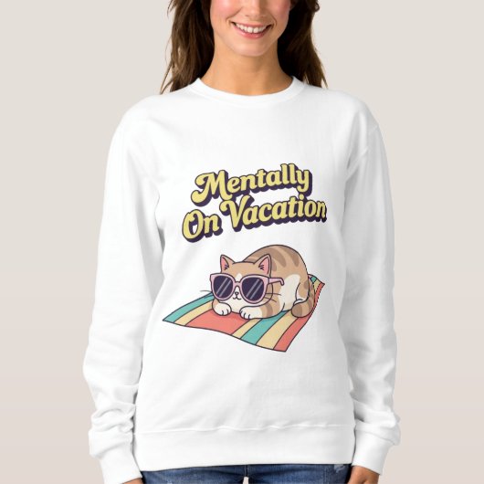 Retro Cat Vacation Brain Women’s Sweatshirt (Vorderseite)