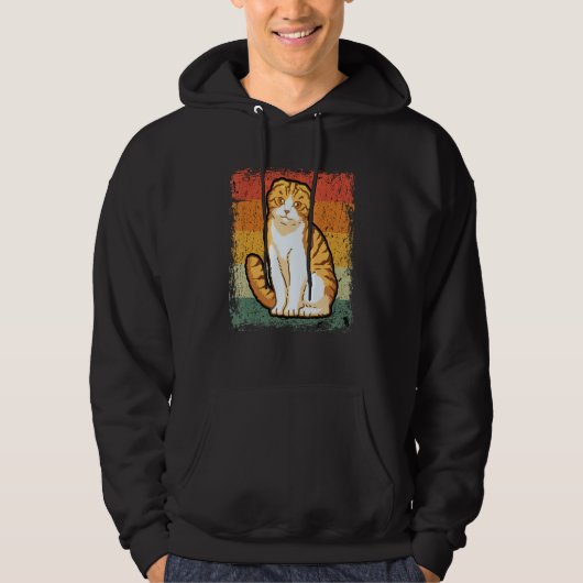 Retro Cat  Vintage Scottish Fold Cat Hoodie (Vorderseite)