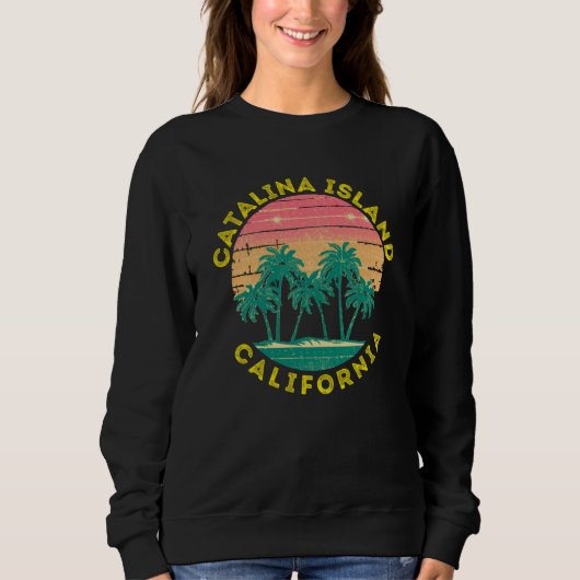 Retro Catalina Island Vacation Souvenir Palm Tree Sweatshirt (Vorderseite)