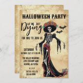 Retro Catrina Skeletton Einladung - Halloween-Part (Vorne/Hinten)