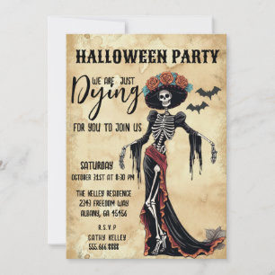 Retro Catrina Skeletton Einladung - Halloween-Part