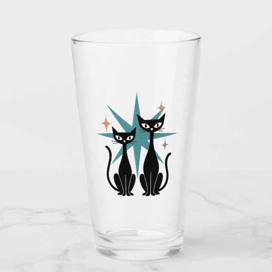 Retro Cats Blaues Atomglas Sternexplosion | Mitte Glas (Vorderseite)