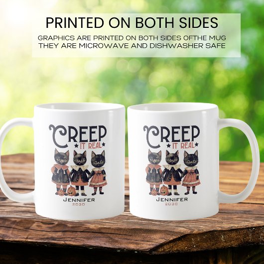 Retro Cats Creep It Real Halloween Kaffeetasse