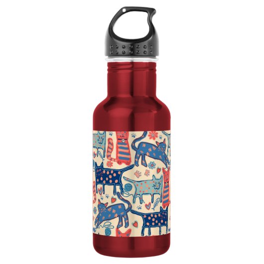 Retro Cats Edelstahlflasche (Vorderseite)