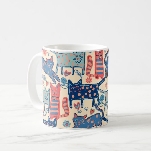 Retro Cats Kaffeetasse (Vorderseite Links)