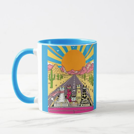 Retro Cats on Vacation Take a Road Trip Tasse (Links)