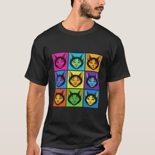 Retro Cats pop art Andy Warhol style T-Shirt (Vorderseite)