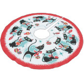 Retro Cats Weihnachten Polyester Weihnachtsbaumdecke (Schrägansicht)