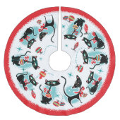 Retro Cats Weihnachten Polyester Weihnachtsbaumdecke (Vorderseite)