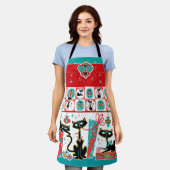 Retro Cats Weihnachts-Schürze Schürze (Getragen)