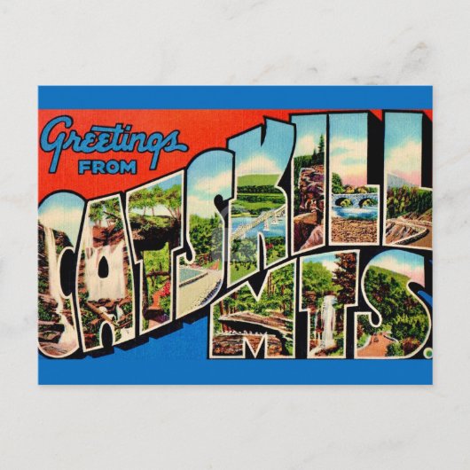 Retro Catskill Berge Postkarte (Vorderseite)