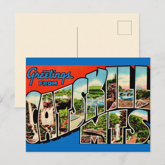 Retro Catskill Mountains Postkarte (Vorne/Hinten)