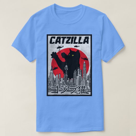 Retro Catzilla Cat Monster T-Shirt (Design vorne)