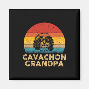Retro Cavachon Grandpa Dog Lover Paw Vater Vathers Magnet