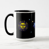 Retro Celestial Art Sun Moon Stars Planet Comet Tasse (Links)