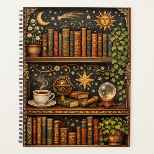 Retro celestial bookshelf book coffee lover planer (Vorderseite)