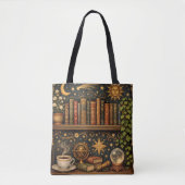 Retro celestial bookshelf book coffee lover tasche (Vorderseite)