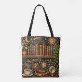 Retro celestial bookshelf book coffee lover tasche (Rückseite)