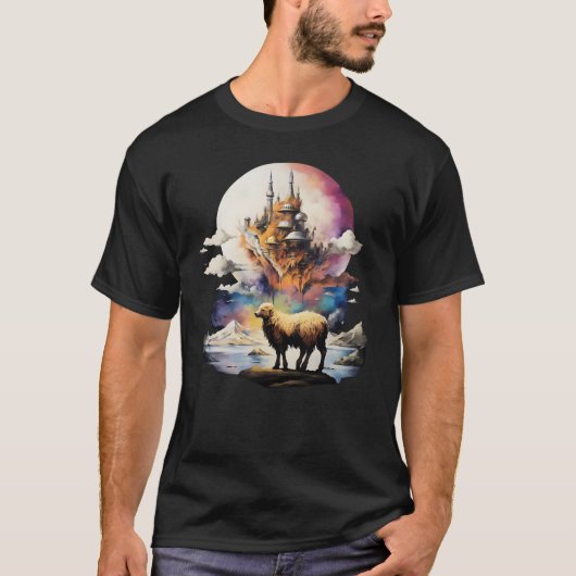 Retro Celestial Moon Sheep Adventure T-Shirt (Vorderseite)