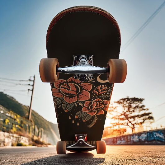 Retro Celestial Rose Tattoo Style Individuelle Nam Skateboard