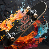 Retro Celestial Rose Tattoo Style Individuelle Nam Skateboard