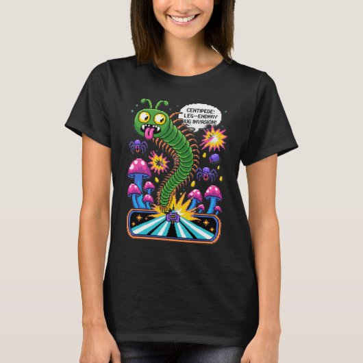 Retro Centipede Arcade T-Shirt - Leg-endary 80s  (Vorderseite)
