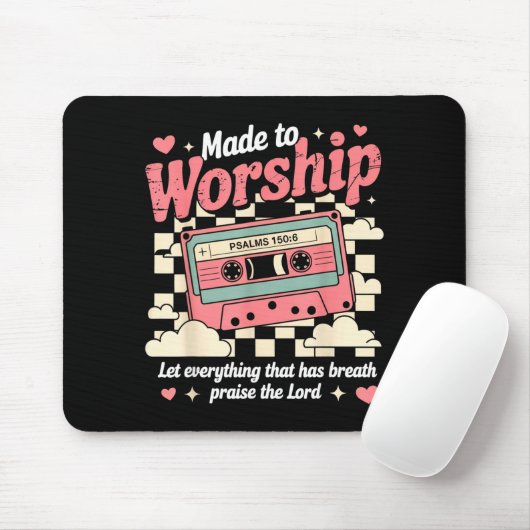 Retro Cette Made To Worship Psalms 150_6 Christian Mousepad (Mit Mouse)
