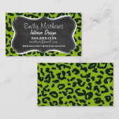 Retro Chalkboard; Apple Green Leopard Animal Print Visitenkarte (Vorne/Hinten)