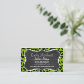 Retro Chalkboard; Apple Green Leopard Animal Print Visitenkarte (Stehend Vorderseite)
