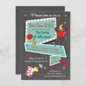 Retro Chalkboard Baby Dusche Grill Einladung (Vorne/Hinten)