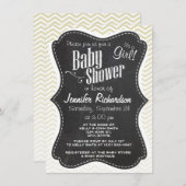 Retro Chalkboard; Beige Zickzack; zig zag Einladung (Vorne/Hinten)