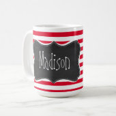 Retro-Chalkboard-Cadmium-Rote Streifen; gestreift Kaffeetasse (Vorderseite Links)