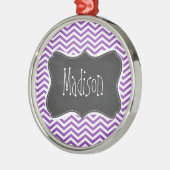Retro Chalkboard; Deep Lilac Zickzack Silbernes Ornament (Links)