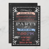 Retro Chalkboard Kinder Sleepoe Geburtstagsparty Einladung (Vorne/Hinten)