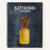 Retro Chalkboard Kitchen Utensipe Rezept Notizblock (Vorderseite)