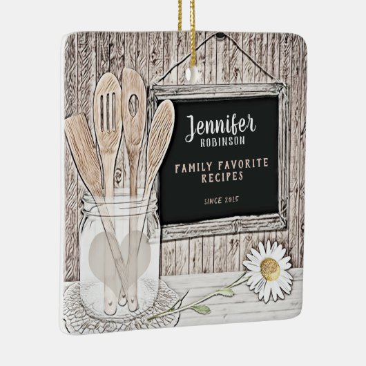 Retro Chalkboard, Mason Jar und Daisy Keramikornament (Rechts)