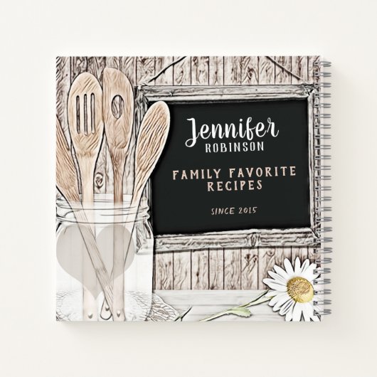 Retro Chalkboard, Mason Jar und Daisy Notizblock (Rückseite)