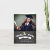 Retro Chalkboard Sketch Foto Graduierung Grad Dankeskarte (Vorderseite)