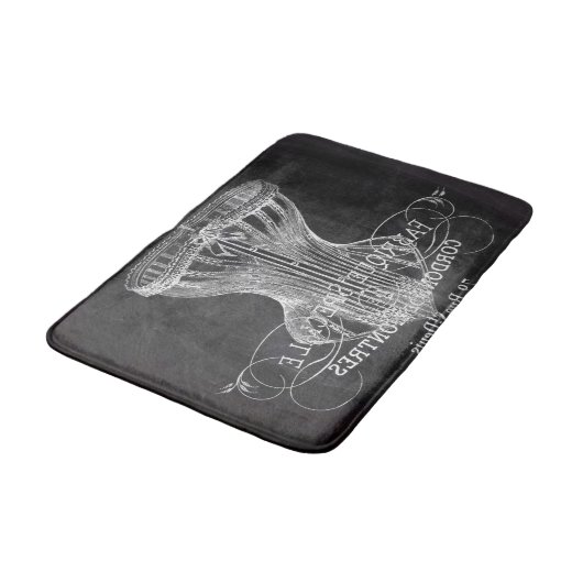 Retro-Chalkboard-Skripte viktorianische Dessous-Ko Badematte (Schrägansicht)