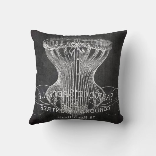 Retro-Chalkboard-Skripte viktorianische Dessous-Ko Kissen (Rückseite)