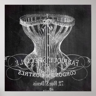 Retro-Chalkboard-Skripte viktorianische Dessous-Ko Poster