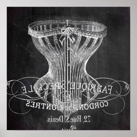 Retro-Chalkboard-Skripte viktorianische Dessous-Ko Poster (Vorne)