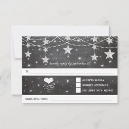 Retro Chalkboard Stars 4. Juli Hochzeit RSVP Karte