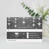 Retro Chalkboard Stars 4. Juli Hochzeit RSVP Karte (Stehend Vorderseite)