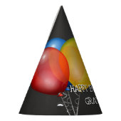 Retro Chalkboard und Balloons Geburtstag mit Namen Partyhütchen (Links)