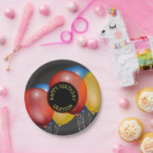 Retro Chalkboard und Balloons glücklich zum Geburt Pappteller (Party)